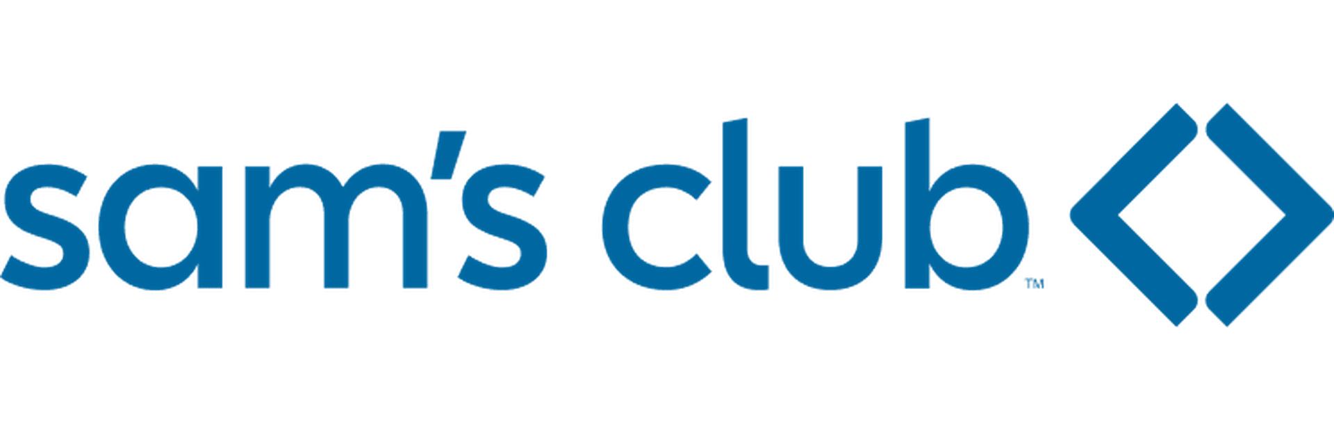 Sam's Club logo with blue lowercase text and a blue diamond-shaped icon.