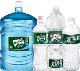 Poland Spring Natural Spring Water bottles in five sizes